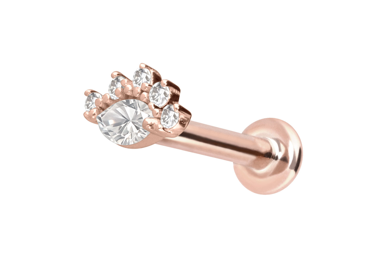 14 Karat Gold Labret Piercing mit Innengewinde MOISSANITE-AUGE